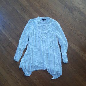 White tunic top with crochet detail